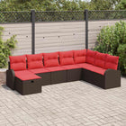 Garden Sofa Set with Cushions and Storage 8 pcs Brown Poly Rattan