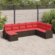 Tuin Sofa Set met kussen met opslag 8 pcs Bruin Poly riet
