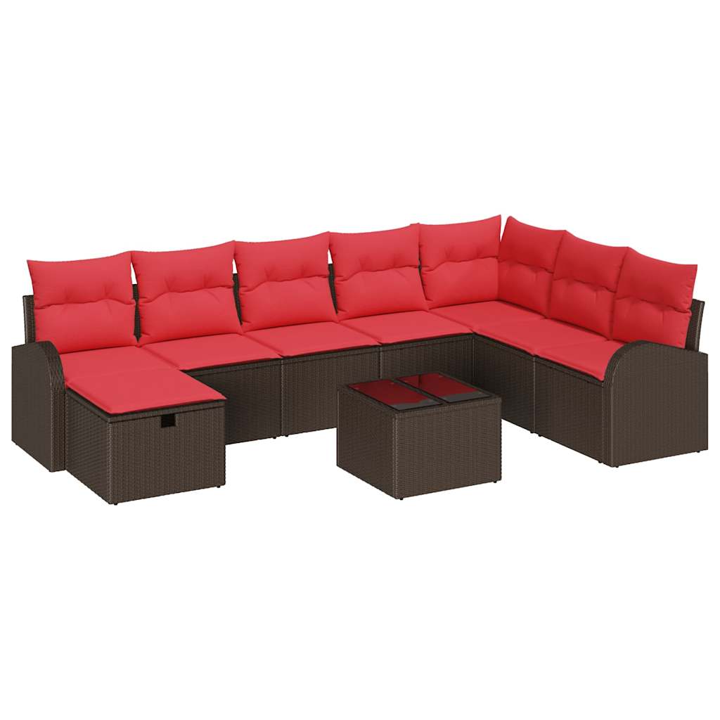 Tuin Sofa Set met kussen met opslag 9 pcs Bruin Poly riet