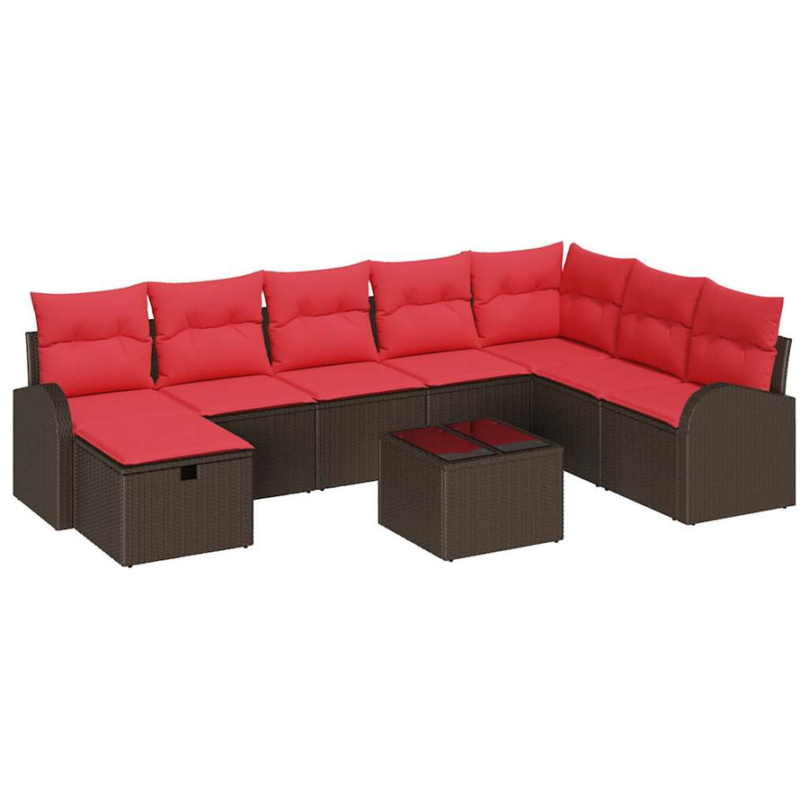 Tuin Sofa Set met kussen met opslag 9 pcs Bruin Poly riet