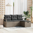Garden Sofa Set with Cushion and Storage 4 pcs Grey Poly Rattan