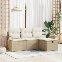 Tuin Sofa Set met kussen met opslag 4 pcs Beige Poly riet