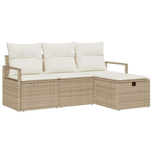 Tuin Sofa Set met kussen met opslag 4 pcs Beige Poly riet