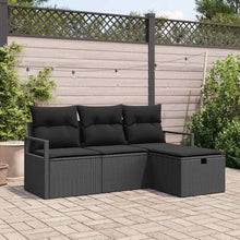Tuin Sofa Set met kussen met opslag 4 pcs Zwart Poly riet