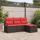 Tuinbank set poly rattan 4 personen bruin met opbergruimte