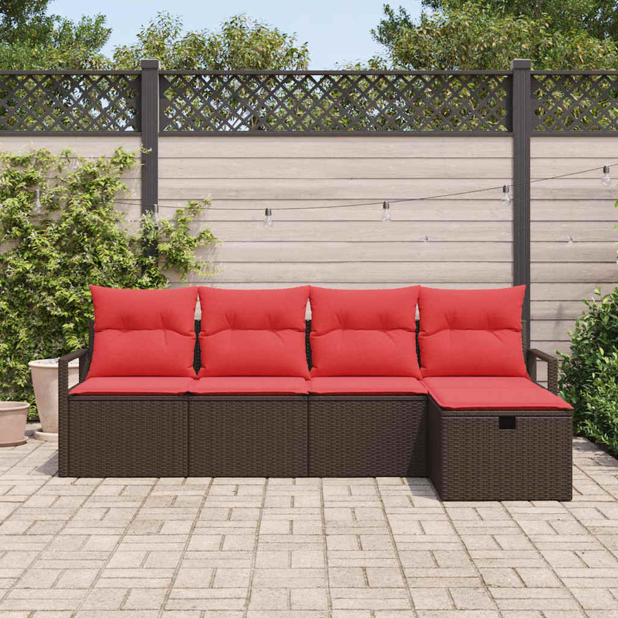 Tuin Sofa Set met kussen met opslag 5 pcs Bruin poly rattan