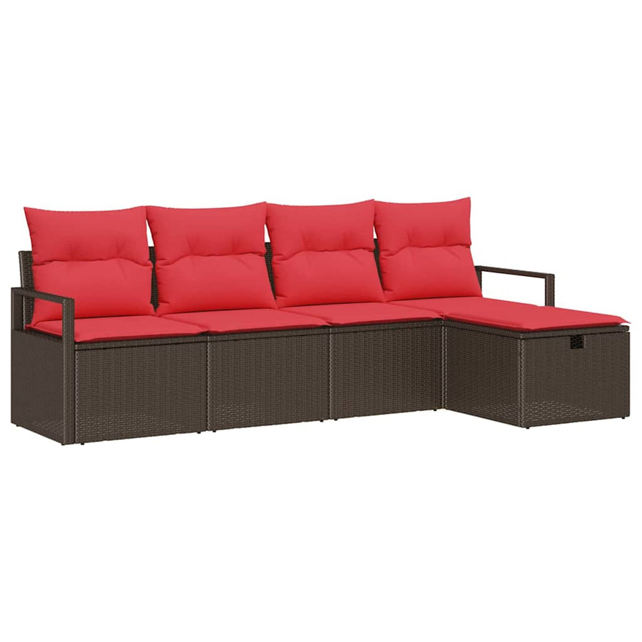 Tuin Sofa Set met kussen met opslag 5 pcs Bruin poly rattan