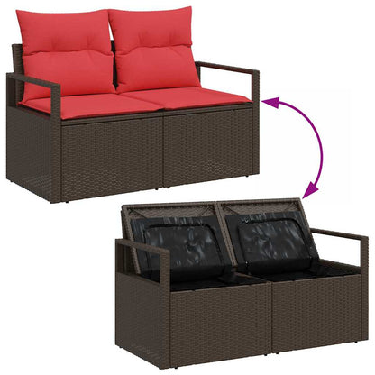 Tuin Sofa Set met kussen met opslag 6 pcs Bruin poly rattan