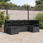 Garden Sofa Set with Cushion and Storage 6 pcs Black Poly Rattan