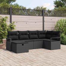 Tuin Sofa Set met kussen met opslag 6 pcs Zwart poly rattan