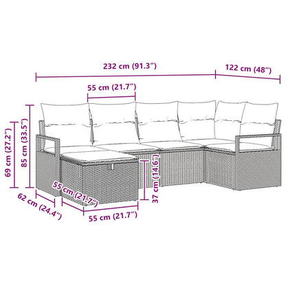 Tuin Sofa Set met kussen met opslag 6 pcs Zwart poly rattan
