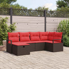 Loungeset poly rattan 6-delig bruin met opbergruimte