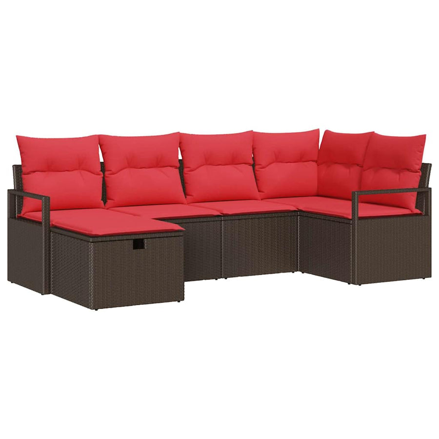 Tuin Sofa Set met kussen met opslag 6 pcs Bruin poly rattan