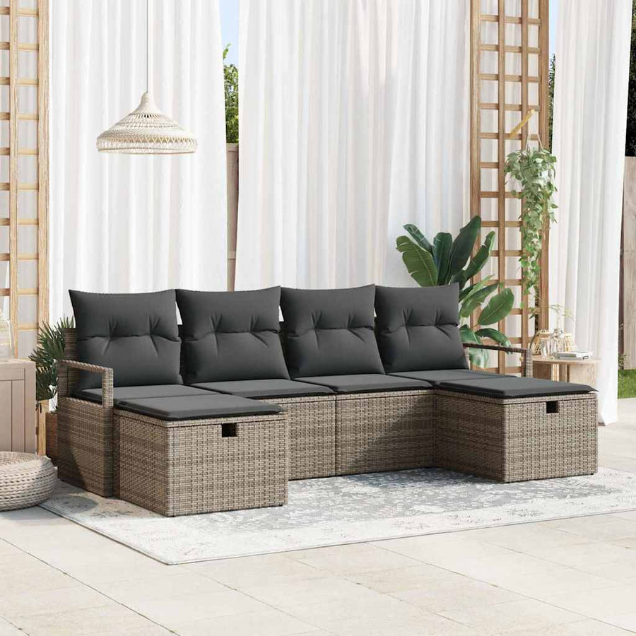 Bankstel met kussen 5 pcs poly rattan