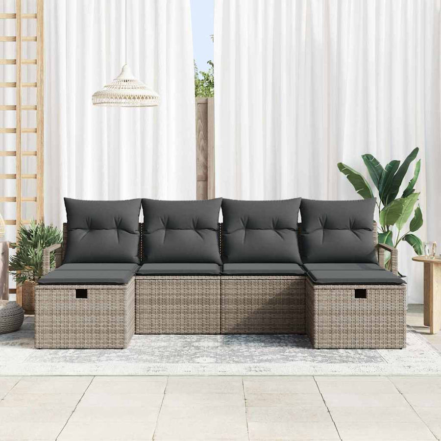 Bankstel met kussen 5 pcs poly rattan
