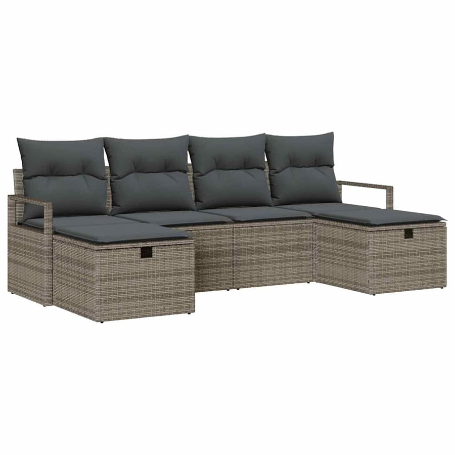Bankstel met kussen 5 pcs poly rattan