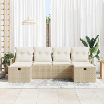 Bankstel met kussen 5 pcs poly rattan