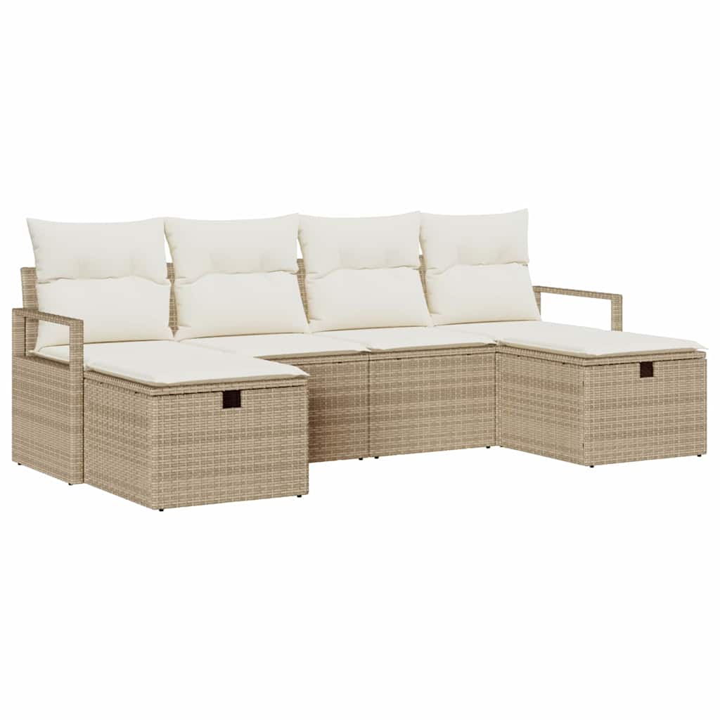 Bankstel met kussen 5 pcs poly rattan
