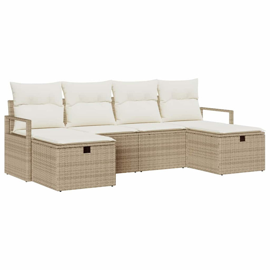 Bankstel met kussen 5 pcs poly rattan