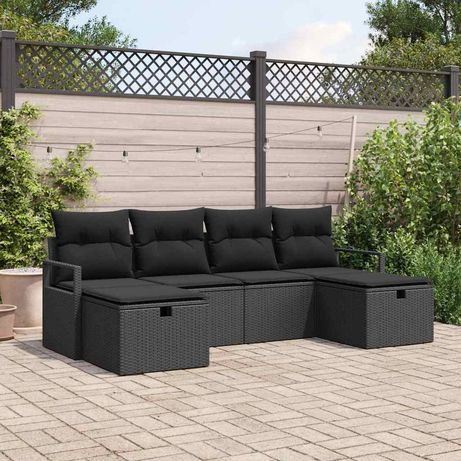 Bankstel met kussen 5 pcs poly rattan