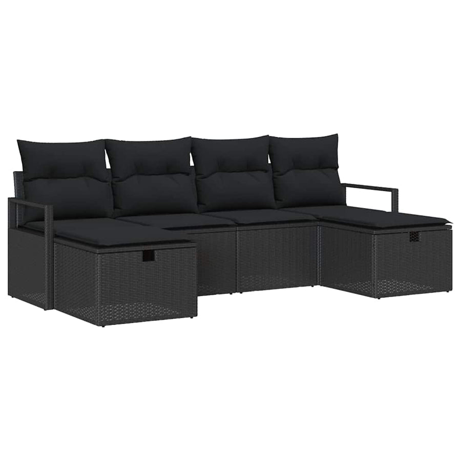Bankstel met kussen 5 pcs poly rattan