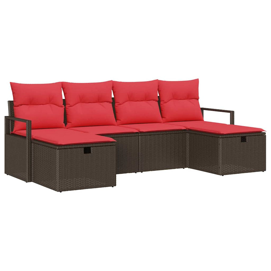Bankstel met kussen 5 pcs poly rattan
