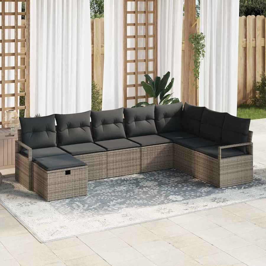 Bankstel met kussen 5 pcs poly rattan