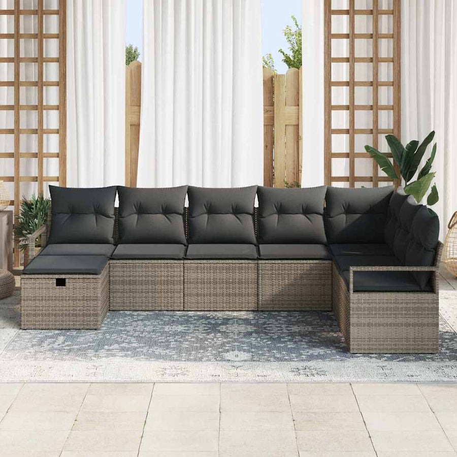 Bankstel met kussen 5 pcs poly rattan