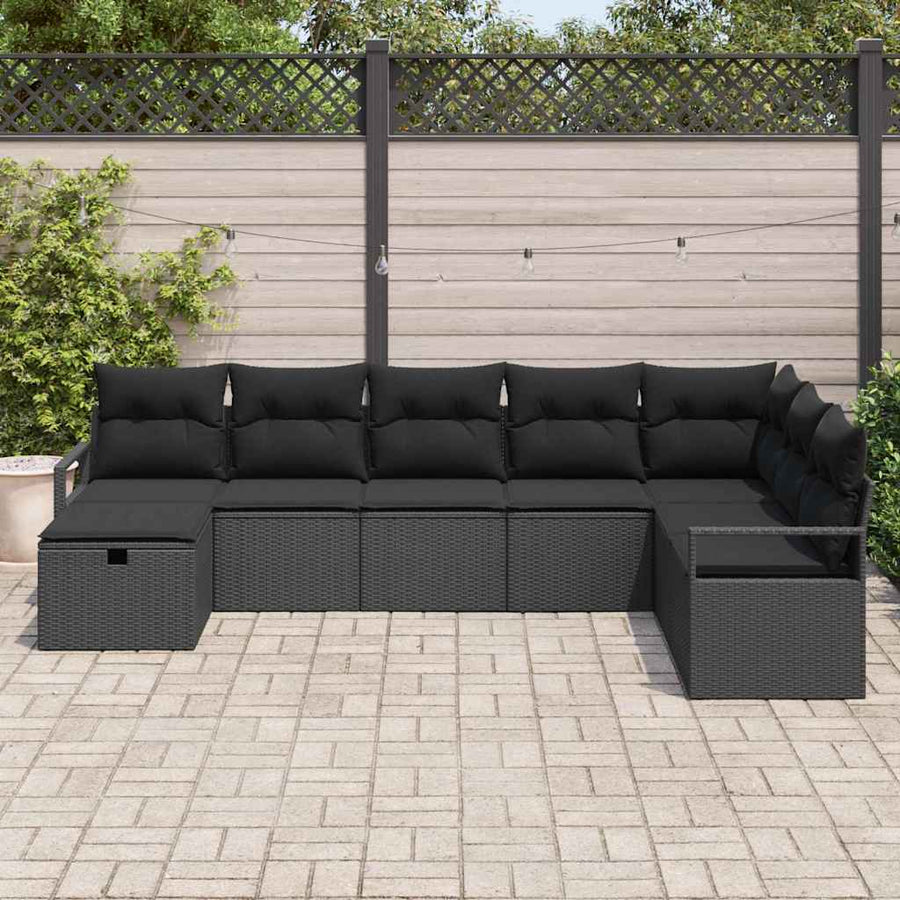 Bankstel met kussen 6 pcs poly rattan