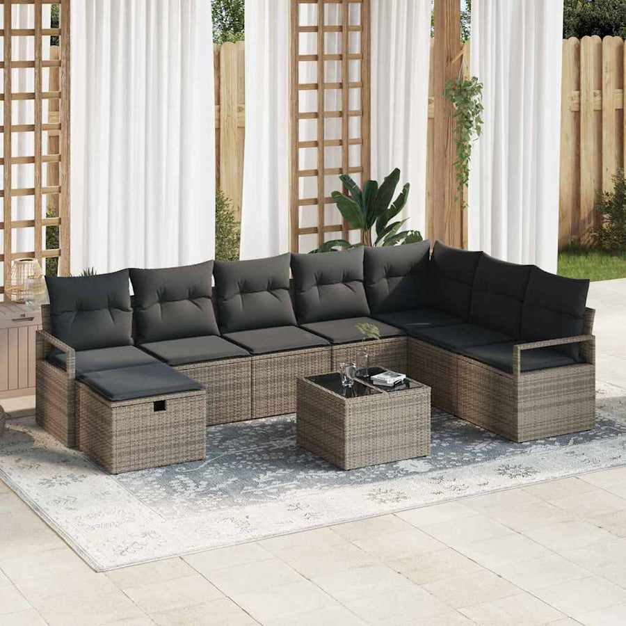 Bankstel met kussen 6 pcs poly rattan