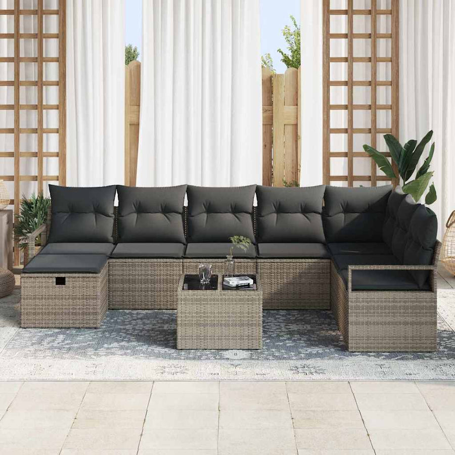 Bankstel met kussen 6 pcs poly rattan