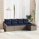 Loungeset poly rattan grijs 5 delig