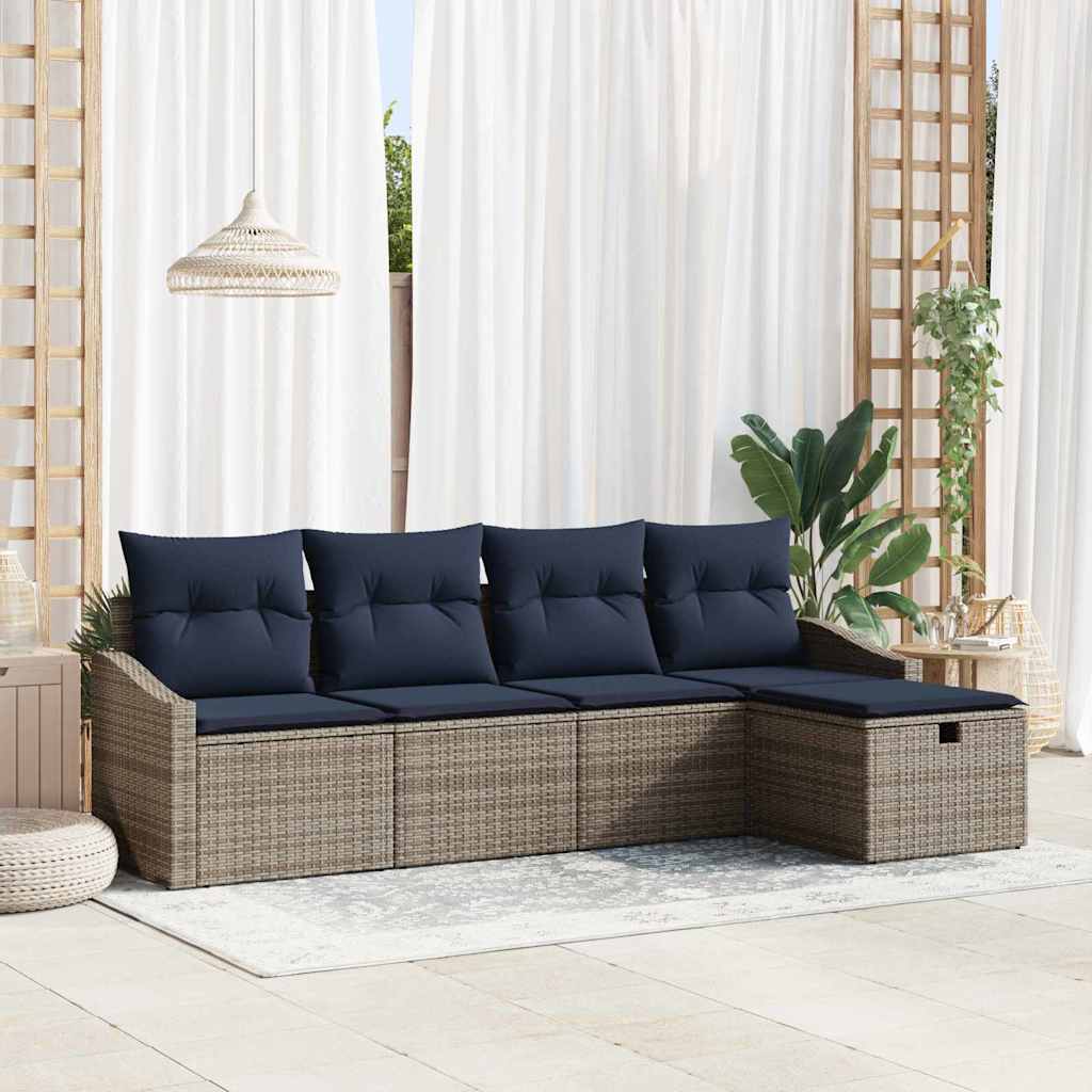 Bankstel met kussen 5 pcs poly rattan