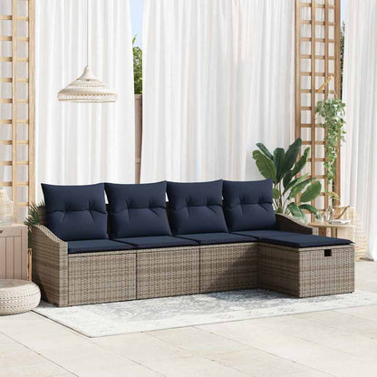 Bankstel met kussen 5 pcs poly rattan
