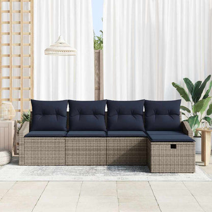 Bankstel met kussen 5 pcs poly rattan
