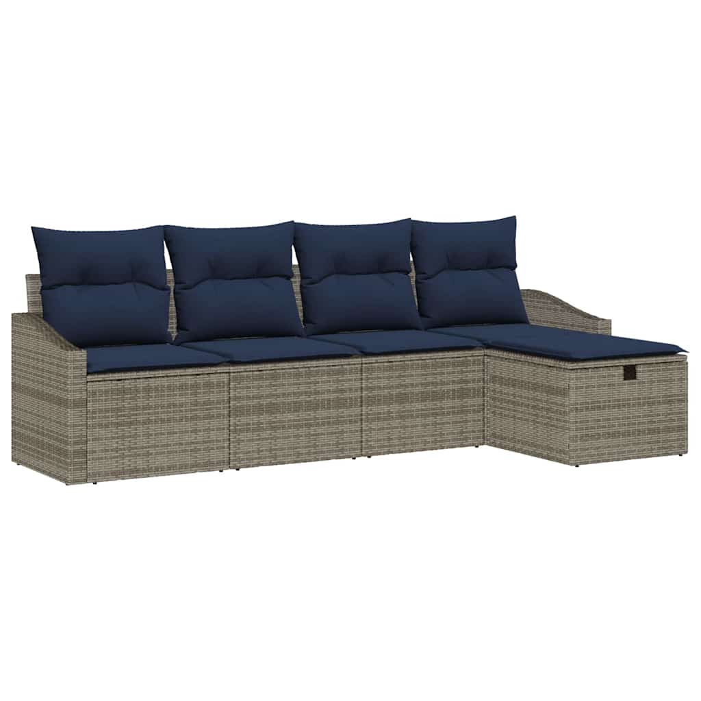 Bankstel met kussen 5 pcs poly rattan