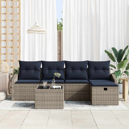 Bankstel met kussen 5 pcs poly rattan