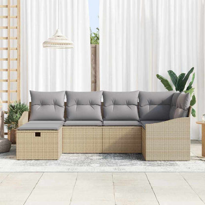 Bankstel met kussen 6 pcs poly rattan