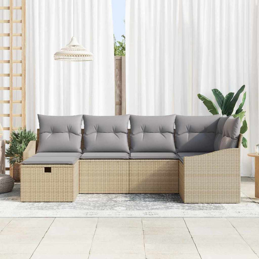 Bankstel met kussen 6 pcs poly rattan