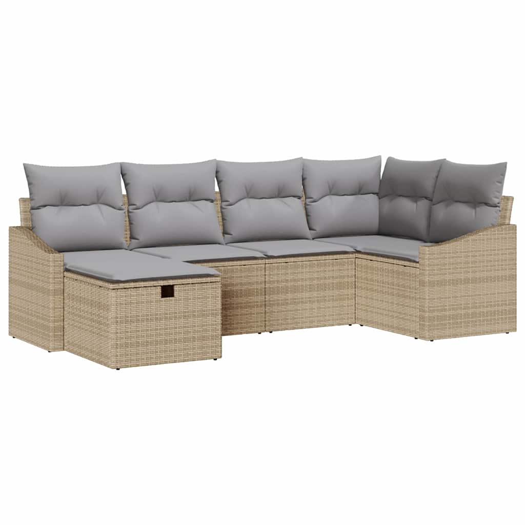 Bankstel met kussen 6 pcs poly rattan