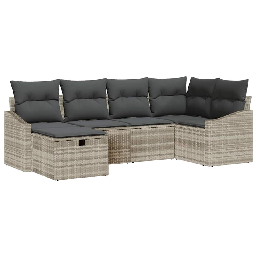 Bankstel met kussen 6 pcs poly rattan