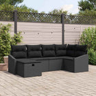 Loungeset poly rattan 7-delig zwart