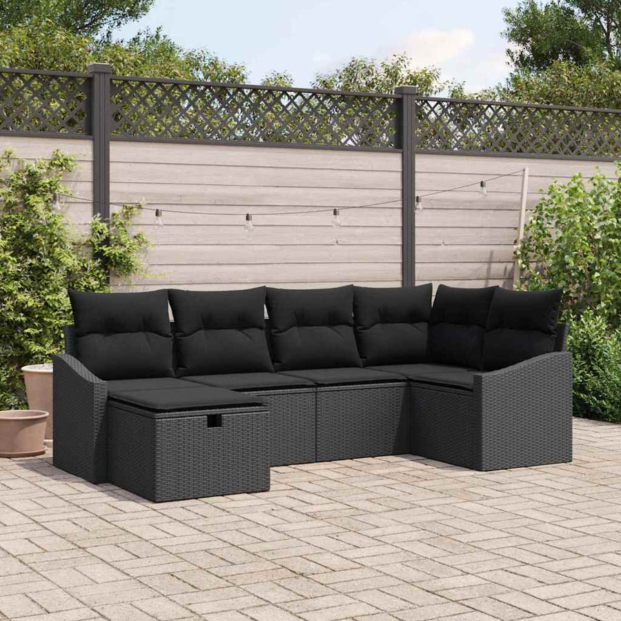 Bankstel met kussen 7 pcs poly rattan