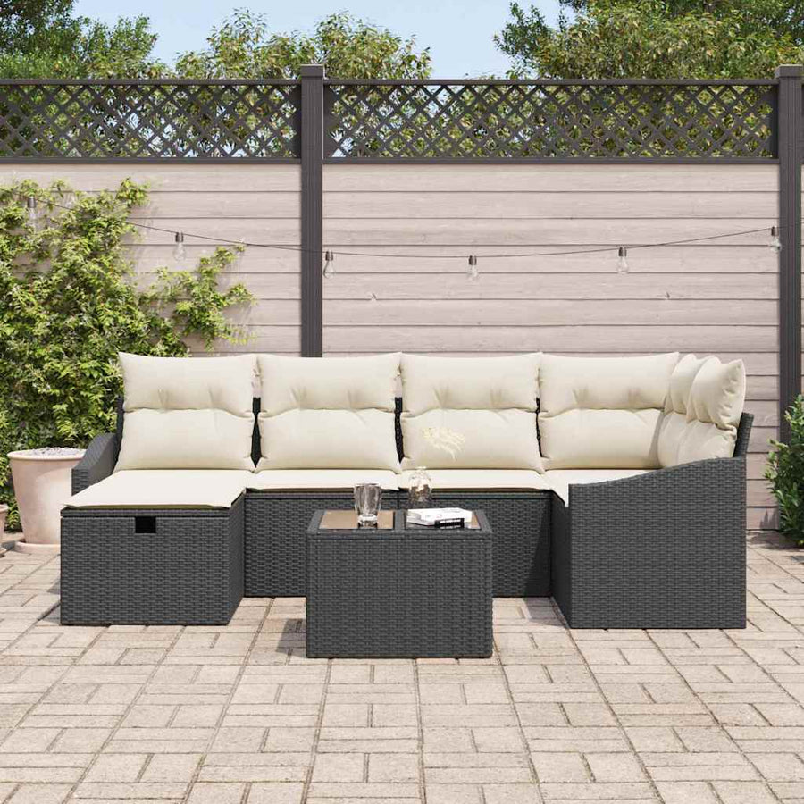 Bankstel met kussen 6 pcs poly rattan