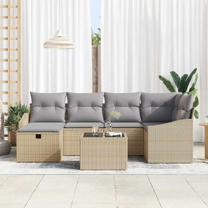 Bankstel met kussen 7 pcs poly rattan