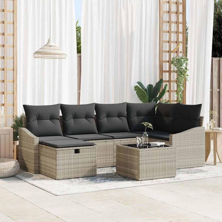 Bankstel met kussen 6 pcs poly rattan