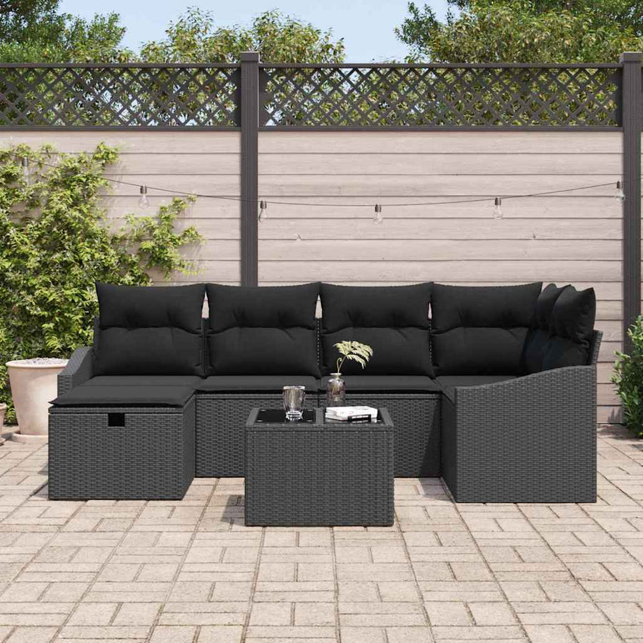 Bankstel met kussen 7 pcs poly rattan
