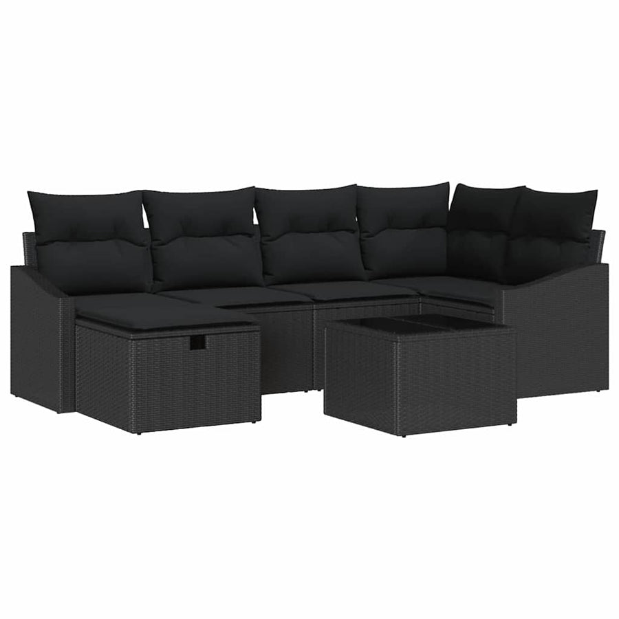 Bankstel met kussen 7 pcs poly rattan