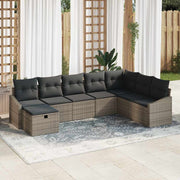 Loungeset polyrattan grijs 9-delig