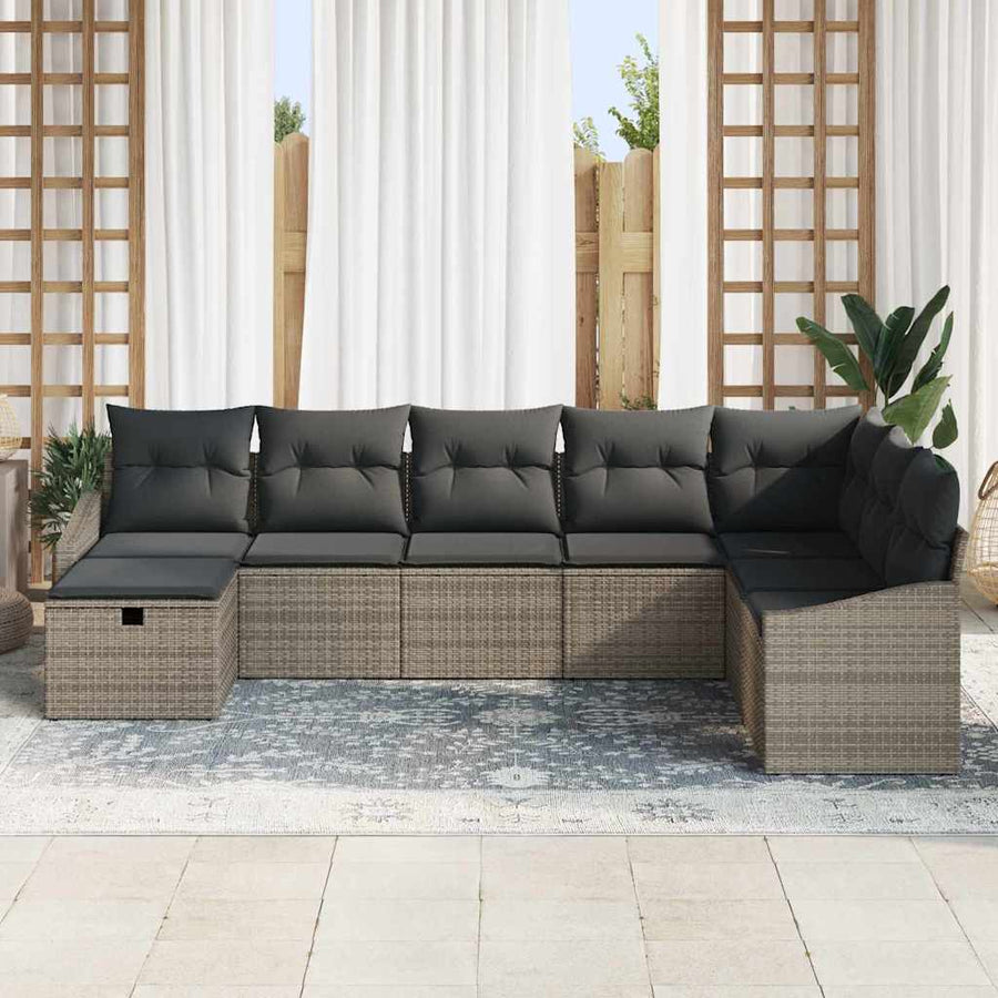 Bankstel met kussen 9 pcs poly rattan